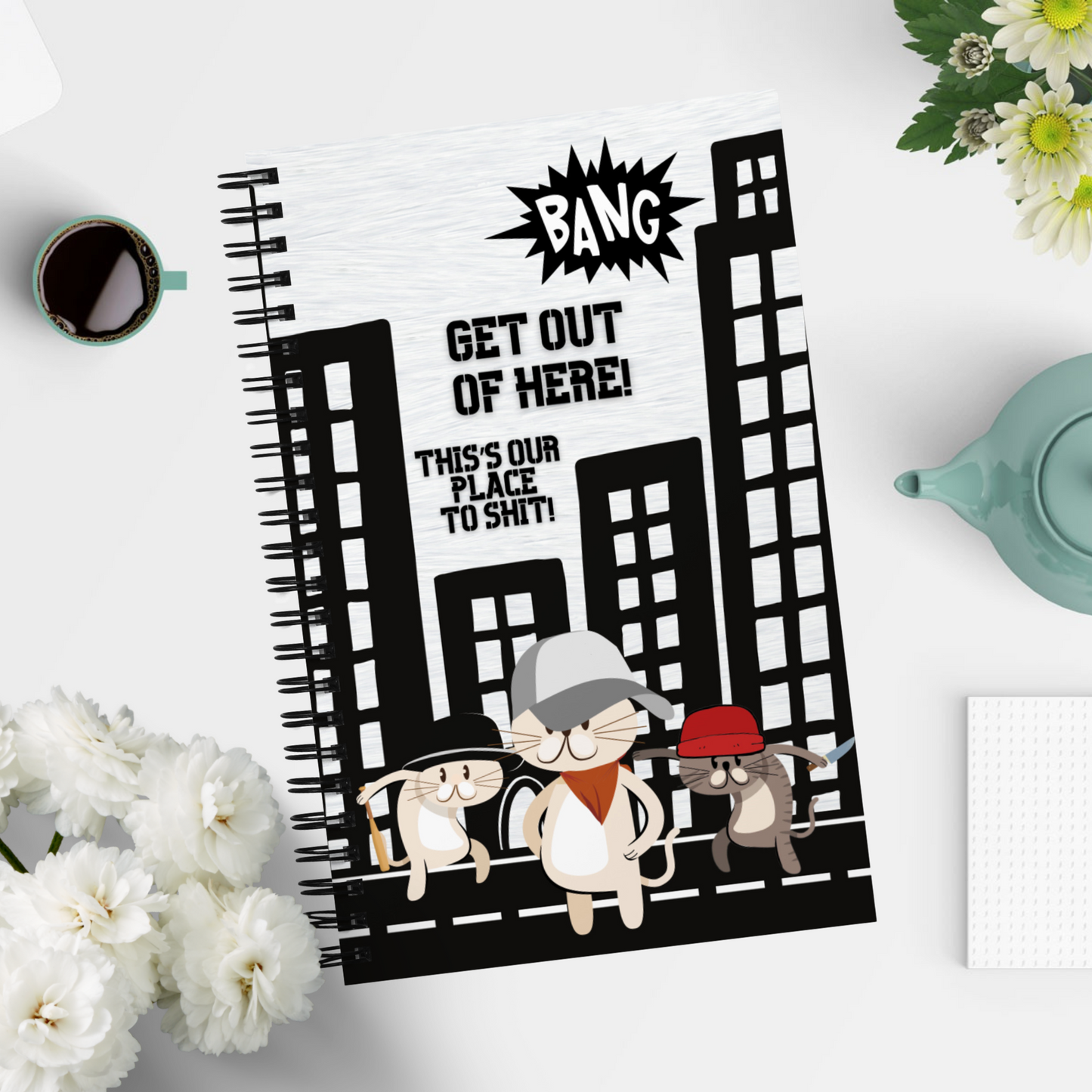 City Cats Spiral Notebook with Dotted Pages and Soft-Touch Coating | Naughty Kittens Journal | Cats Lover's Diary with Funny Cool Vibes
