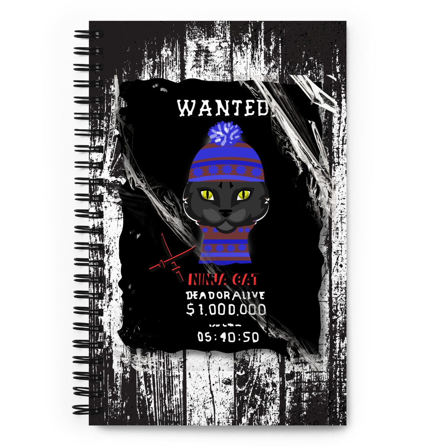 Whimsical Ninja Cat Spiral Notebook - 140 Dotted Pages | Metal Wire | Purple Outfit | Cool kitten wanted |Purr-fection for Cat Lovers