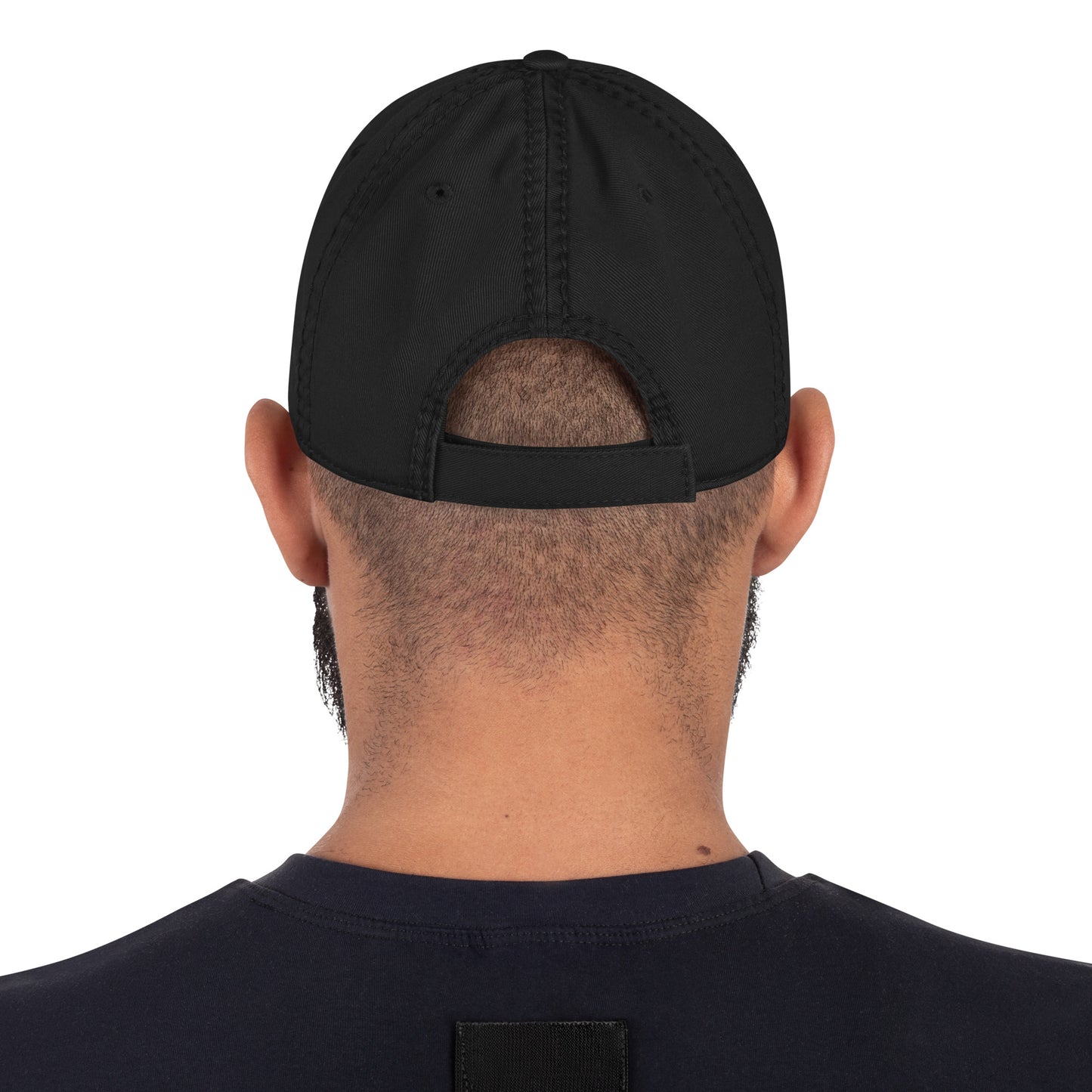 Lying cat with big blue eyes - Distressed Dad Hat