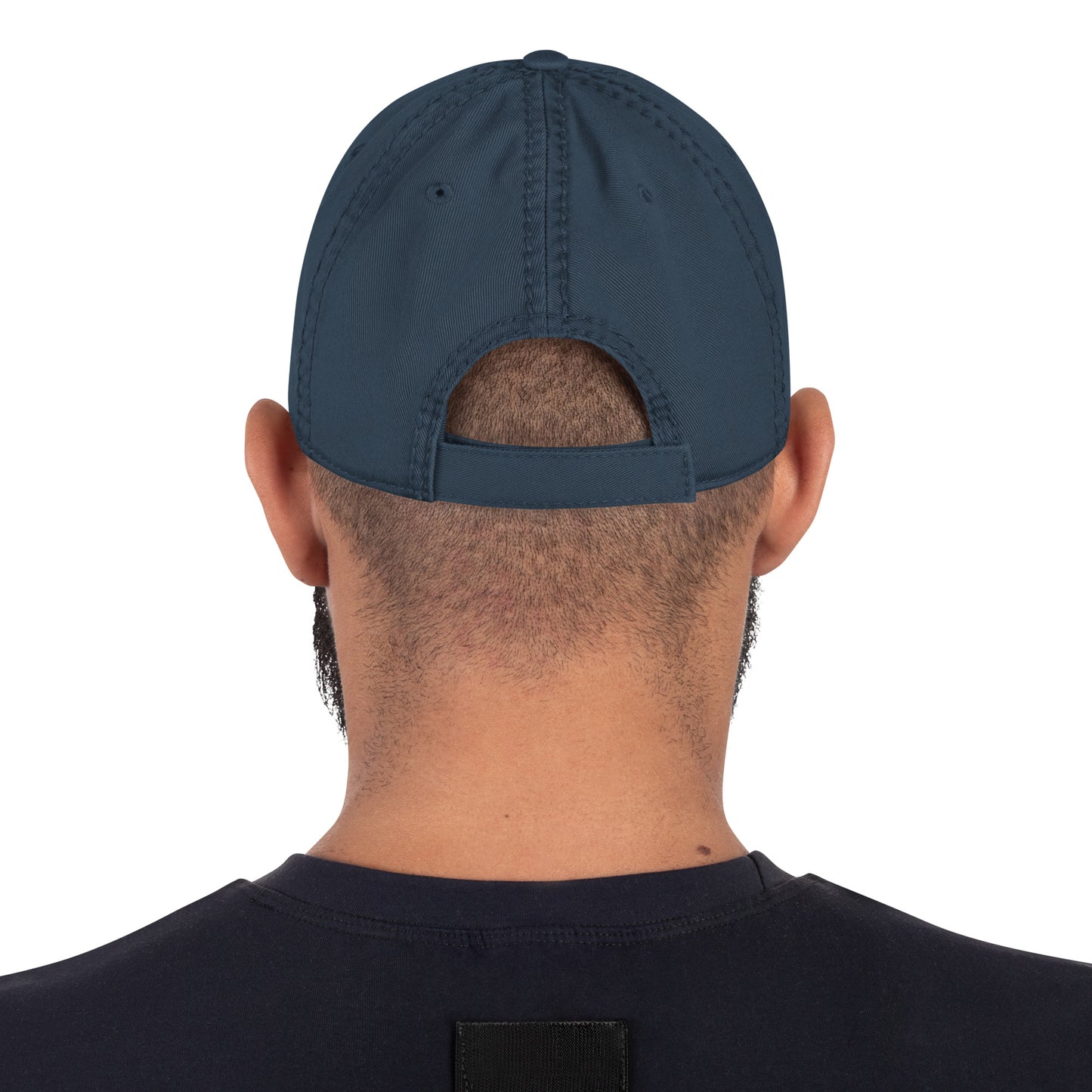 Lying cat with big blue eyes - Distressed Dad Hat