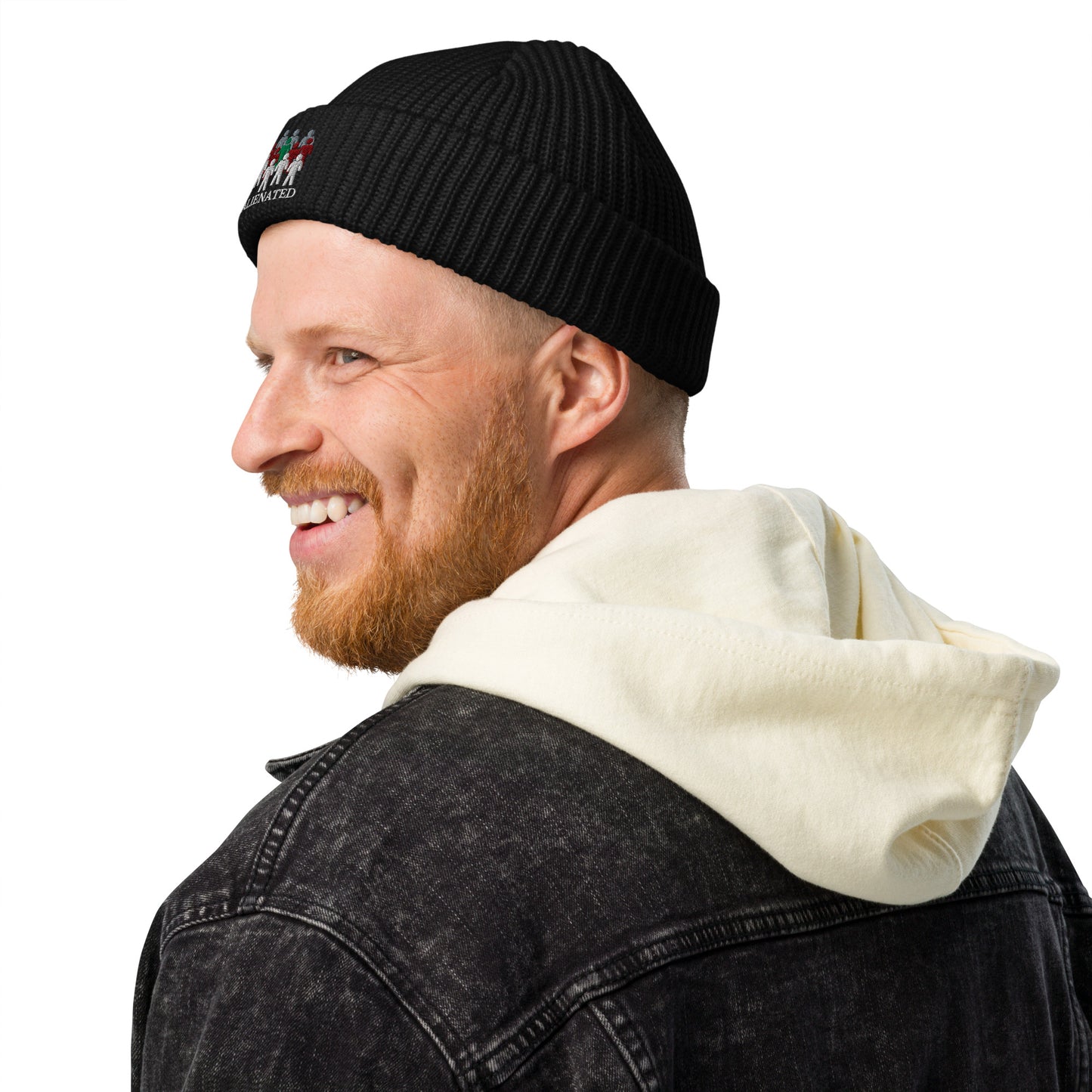 Alienated Fisherman Unisex Beanie - A cool and unique print beanie for him and her; ribbed knit.