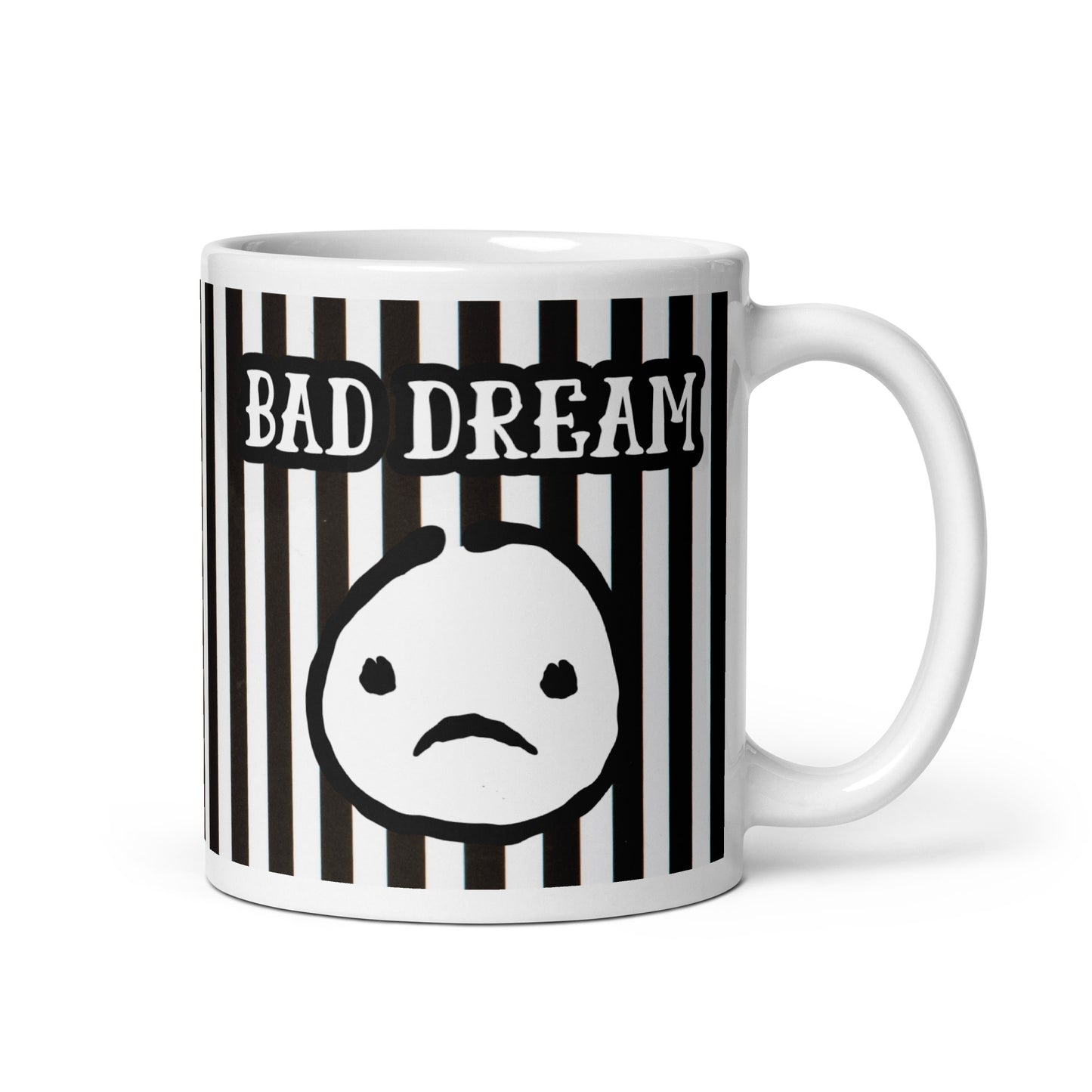 Striped Ceramic Mug for Bad Days & Rough Nights | Bad Dream Black and White Mug | Bad Mood Mug | Pessimistic Person Gift | Office Nightmare