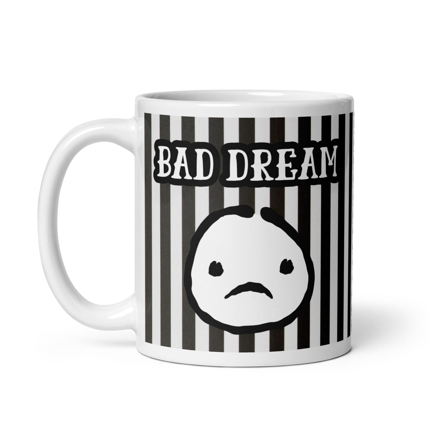 Striped Ceramic Mug for Bad Days & Rough Nights | Bad Dream Black and White Mug | Bad Mood Mug | Pessimistic Person Gift | Office Nightmare