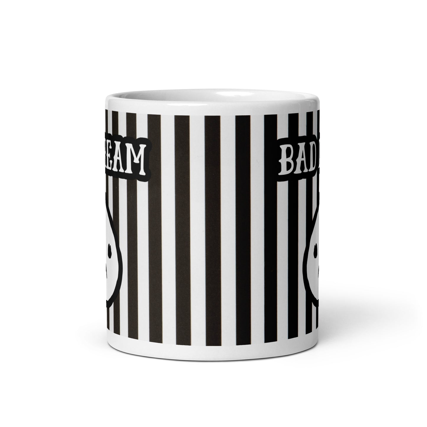 Striped Ceramic Mug for Bad Days & Rough Nights | Bad Dream Black and White Mug | Bad Mood Mug | Pessimistic Person Gift | Office Nightmare