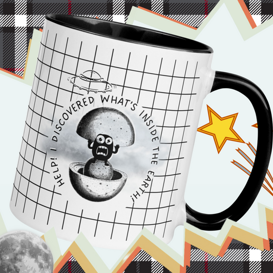 Explore the Unknown: UFO-Inspired Grid Print Mug in Black and White | Space-themed Ceramic Mug | Unique Space Discovery Mug | Funny Alien