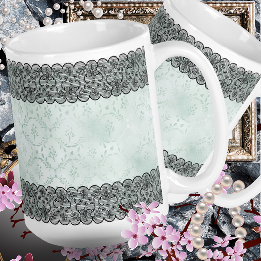 Old style lace - White glossy mug