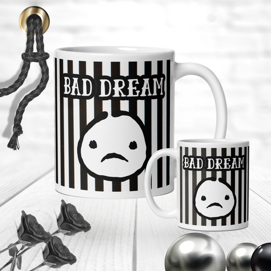 Striped Ceramic Mug for Bad Days & Rough Nights | Bad Dream Black and White Mug | Bad Mood Mug | Pessimistic Person Gift | Office Nightmare