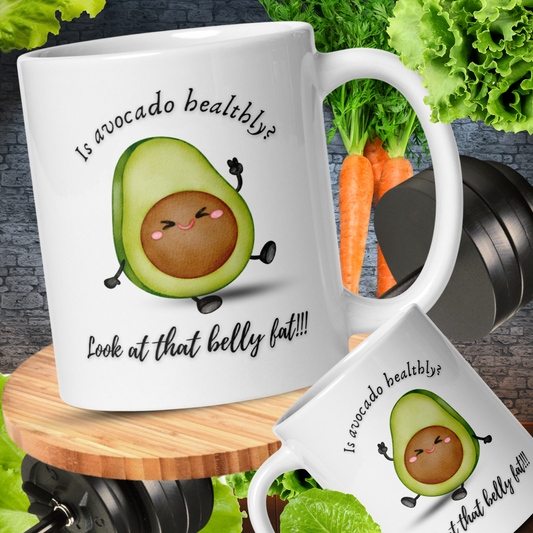 Fat avocado - White glossy mug for healthy eating