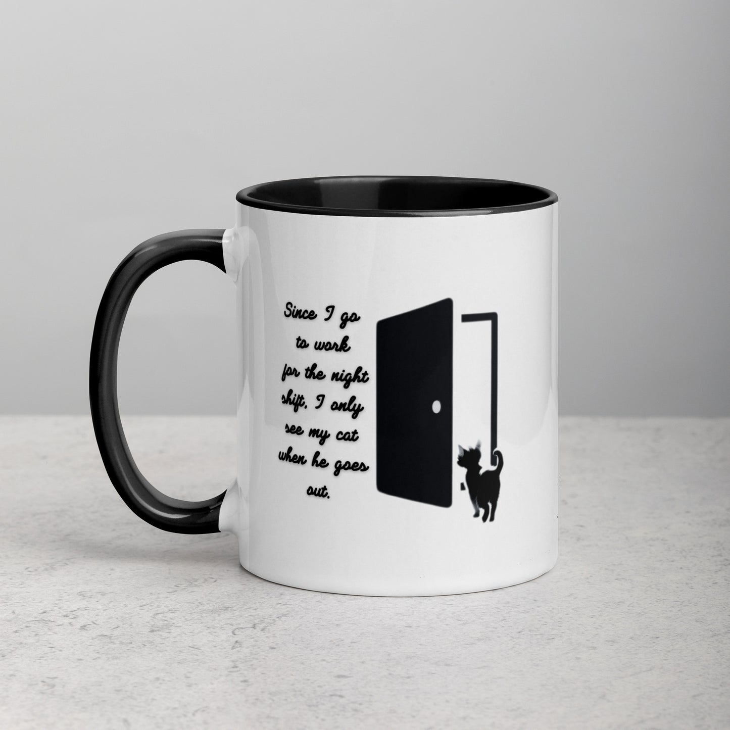 Cat lovers working the night shift - Mug with Colour Inside