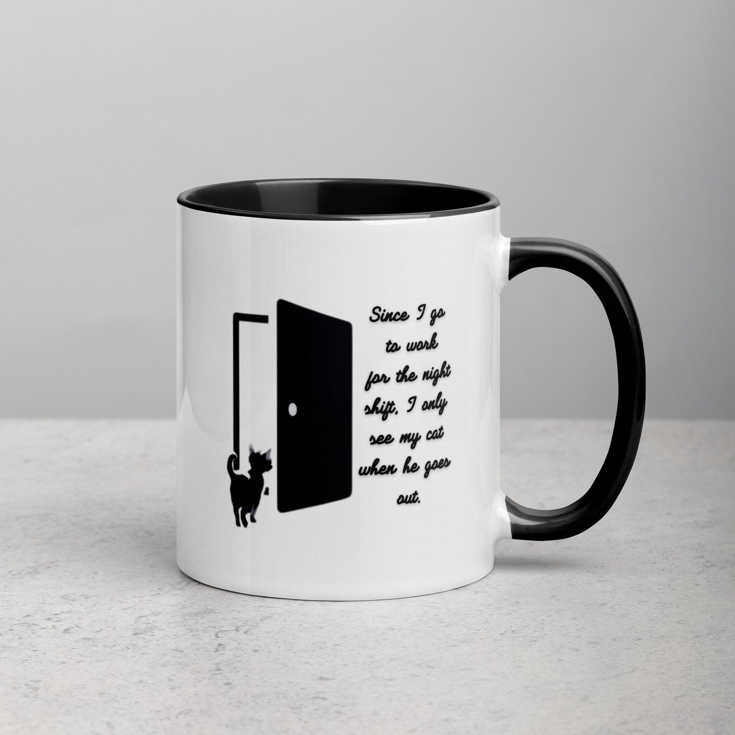 Cat lovers working the night shift - Mug with Colour Inside