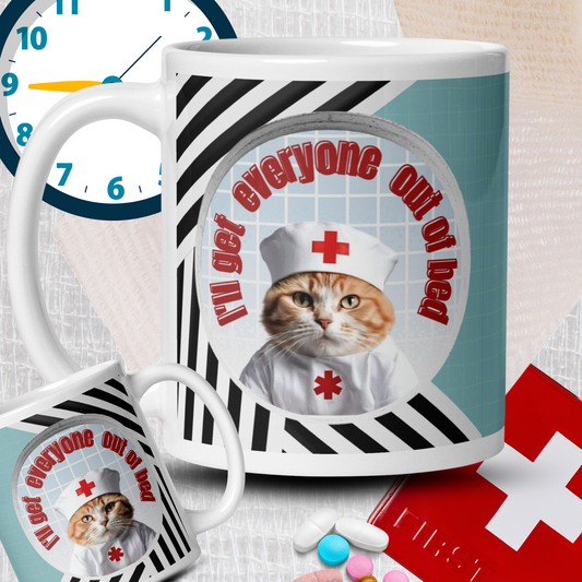 Sassy Nurse Mug: Grumpy Cat Inspired Design for Medical Staff; Grumpy Cat Ceramic Mug; Scary Karen Glossy Mug for Medical Workers; Rude care