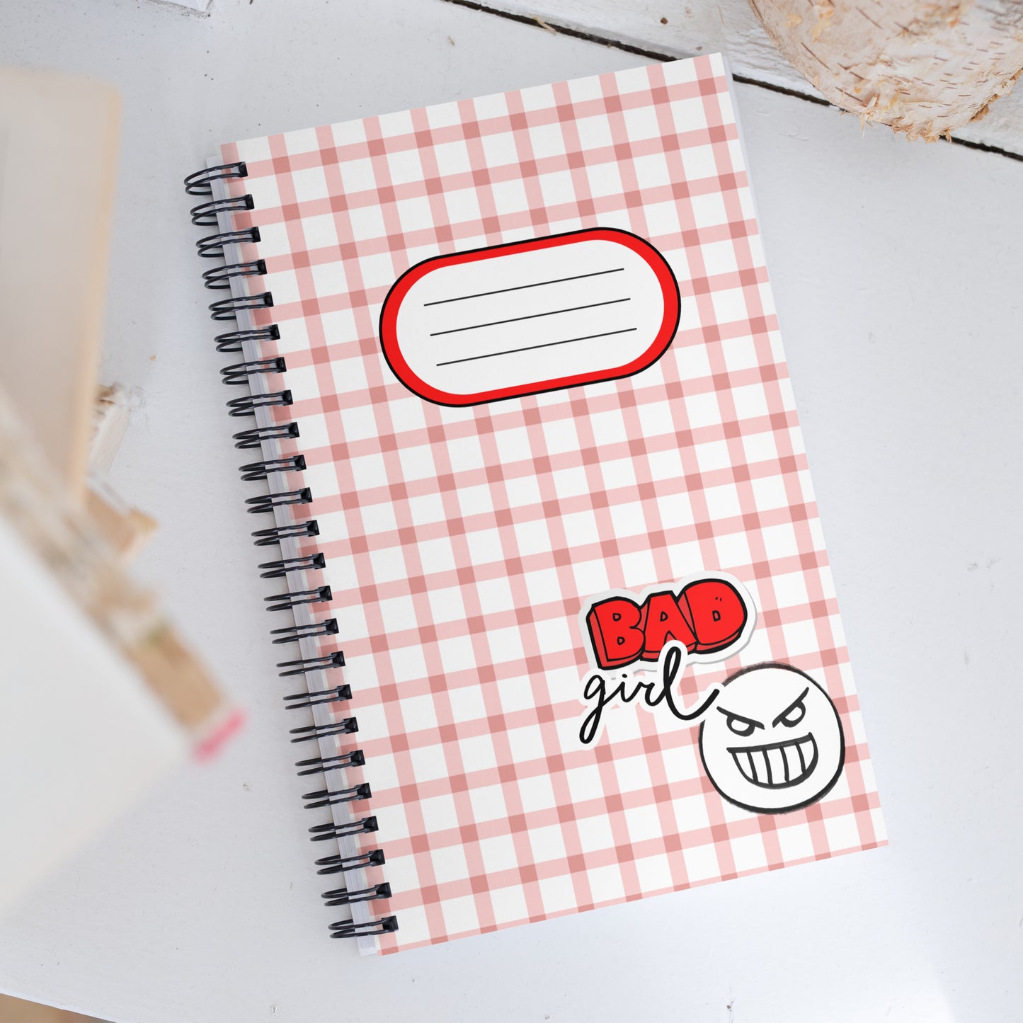 Rebel Vibes Red Checkered Spiral Notebook - Perfect for Teenagers! | A Bold and Playful Notebook with 140 Dotted Pages | Chav Girl Diary